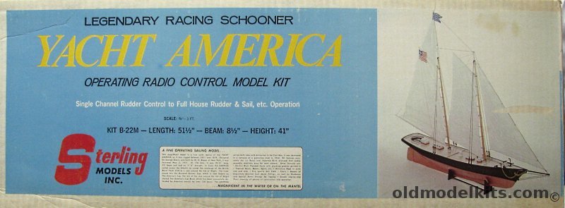 Sterling 1/22 Yacht America (1951-1959) - 51.5 Inches Long Wood Model For Radio Control, B-22M plastic model kit